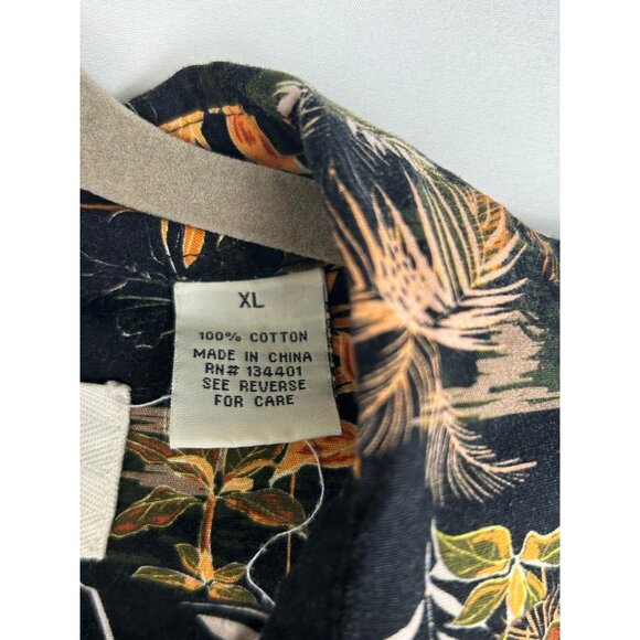 R-Options Men's Hawaiian Style Black Tropical Button-Up Shirt XL 100% Cotton - Picture 3 of 11